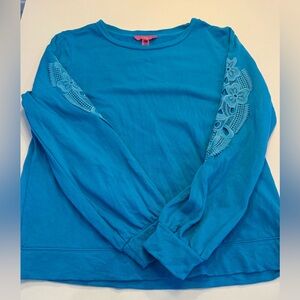 Lilly Pulitzer Blue Long Sleeve Top with Lace Detail